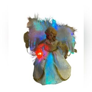 VTG.15” Fiber Optic Gold/Red Angel LIGHTS UP‎ Changing Colors Table or Tree Top